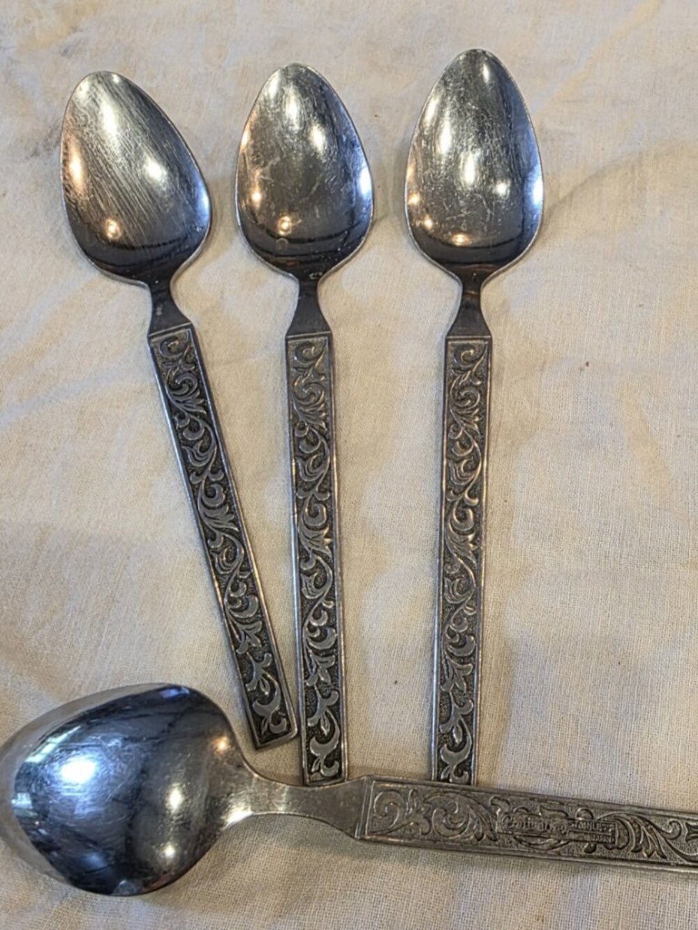 Set of 4 Vintage Riviera MONTEREY Stainless Silverware Flatware 7.5" Soup Spoons